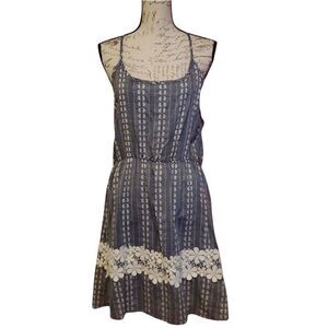 My Beloved Ladies Size Large Blue White Floral Print Racerback Dress